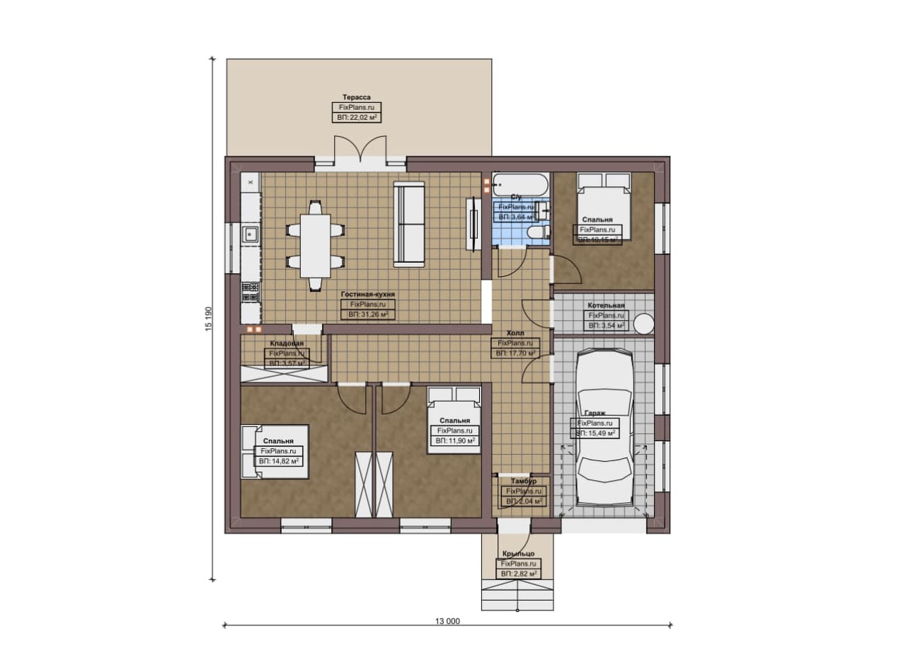 Планировка Одноэтажный дом F-11195
