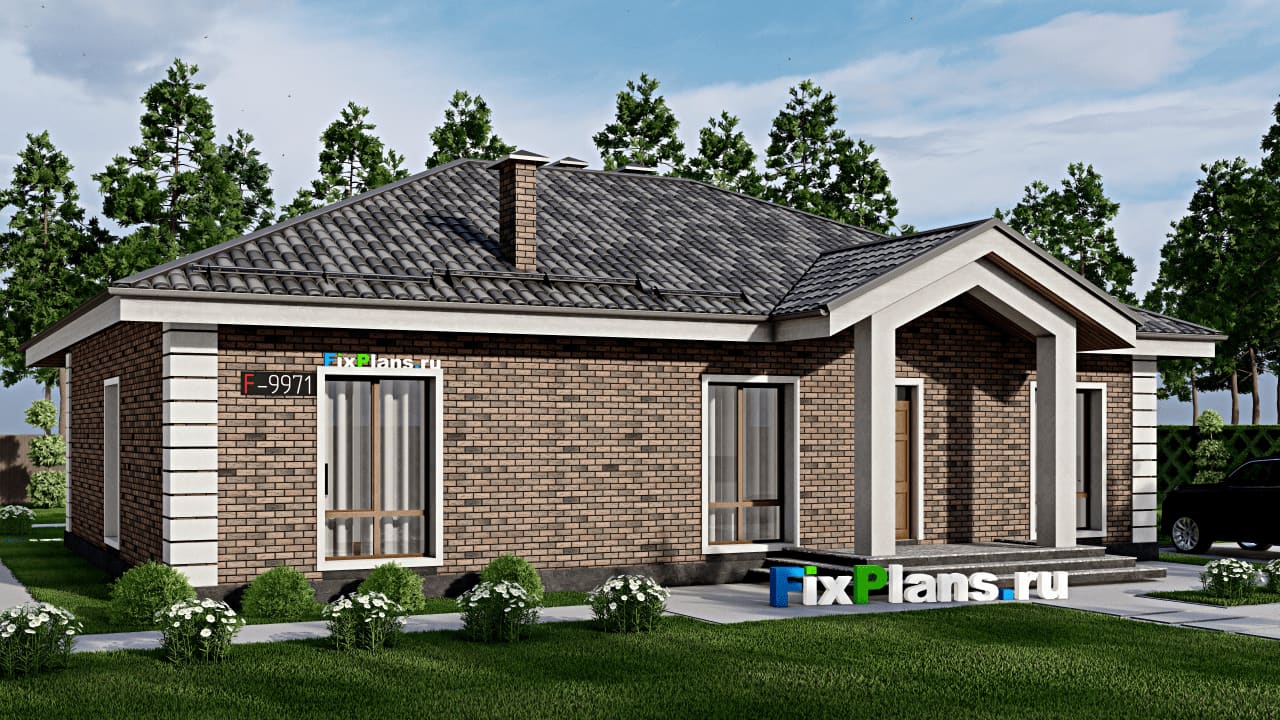 Одноэтажный дом F-9971 — фасад
