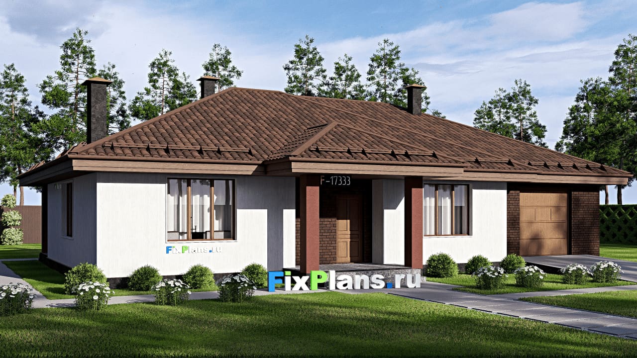 Одноэтажный дом F-17333 — фасад