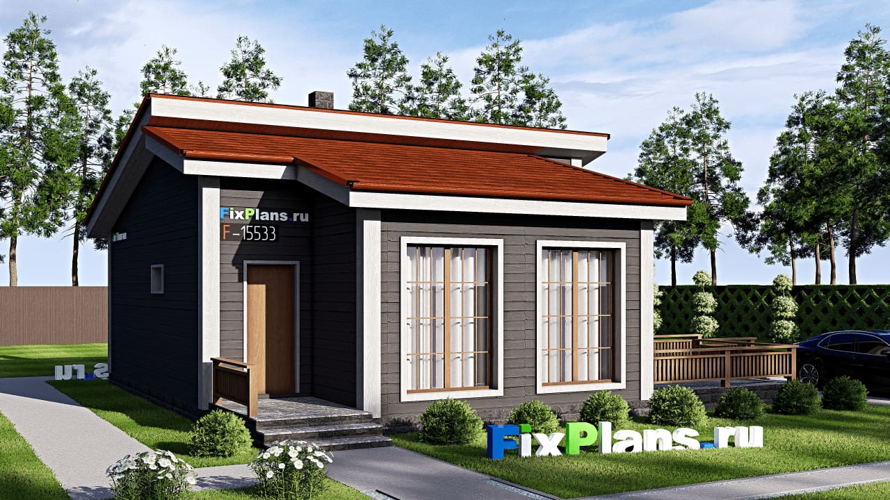 Одноэтажный дом F-15533 — фасад